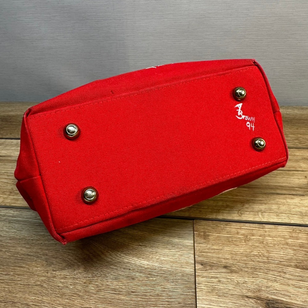 Vintage T. Capelli Hand Painted Snowman Purse Red Holiday Festive Handbag 90s - Picture 5 of 12